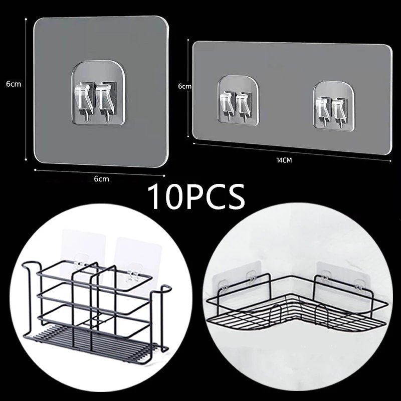 Kitchen Gadgets Rack - 10PCS Transparent Hanging Shelf Hooks Wall