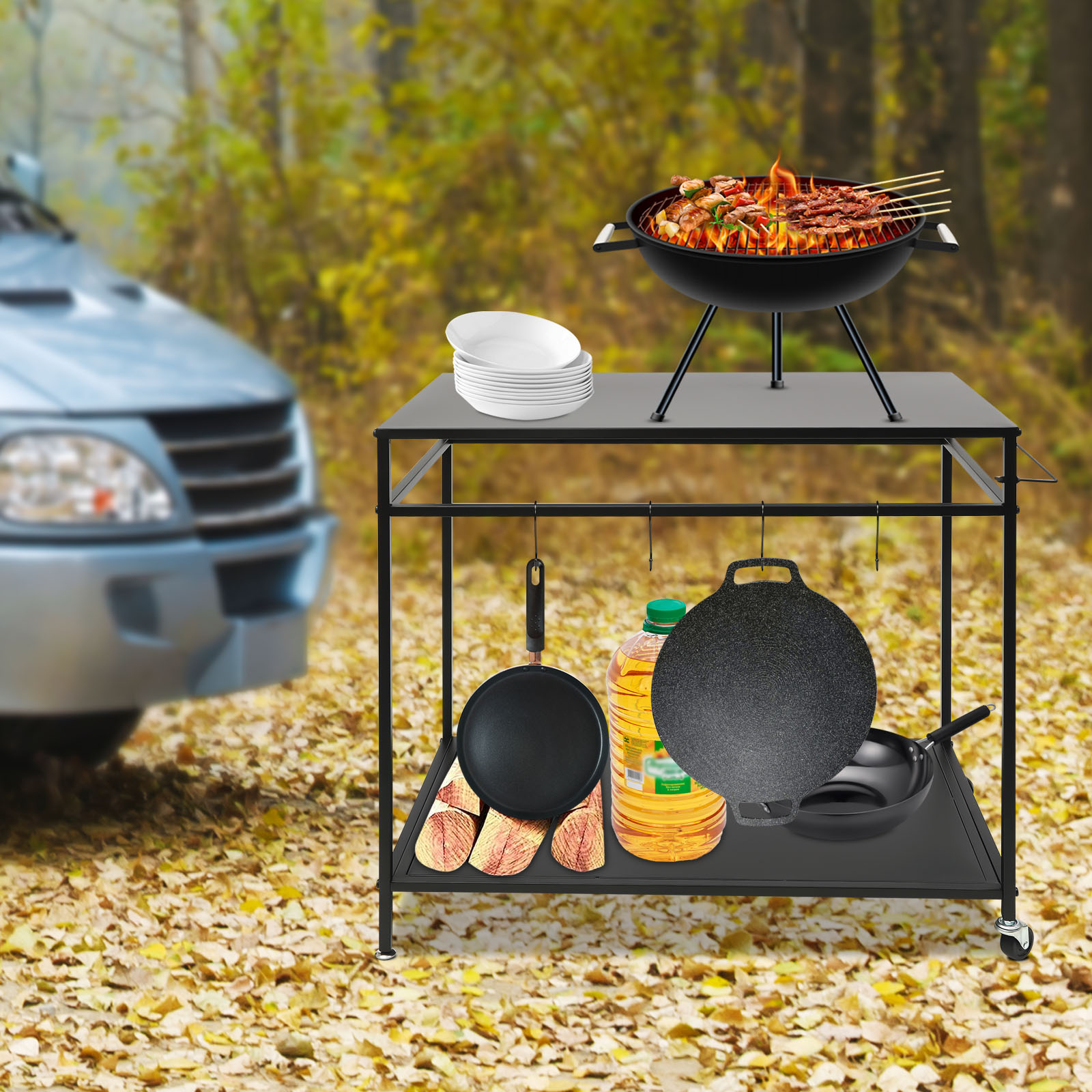 Double-Shelf Movable Cooking T - Kitchen Gadgets Rack recension och pris