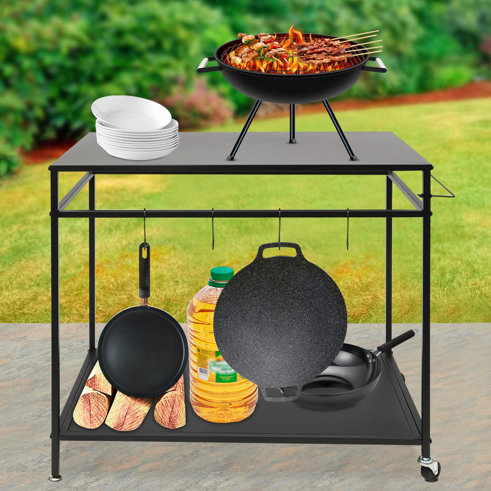 Double-Shelf Movable Cooking T - Kitchen Gadgets Rack recension och pris