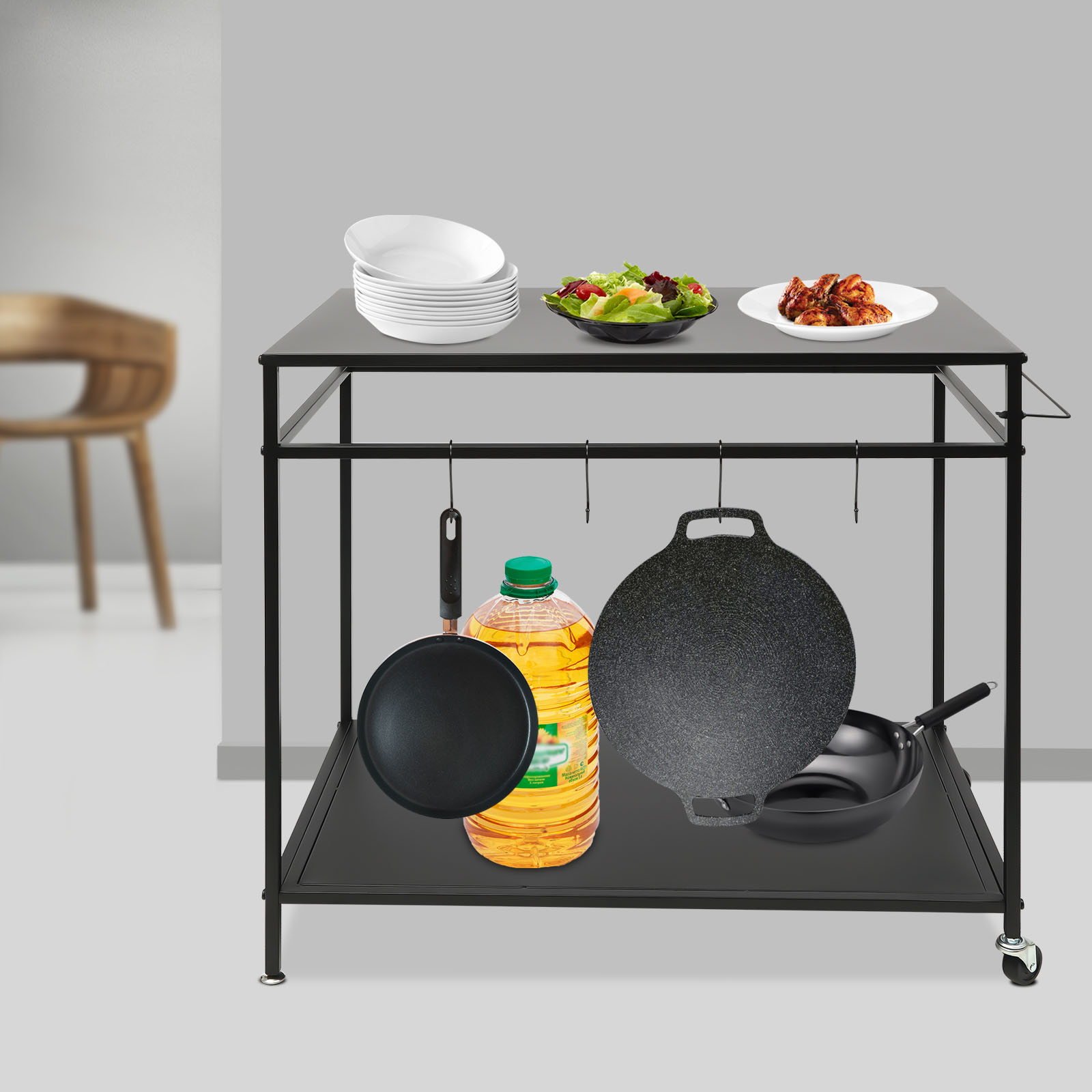 Double-Shelf Movable Cooking T - Kitchen Gadgets Rack recension och pris